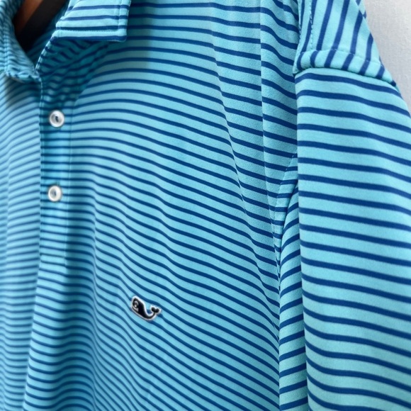 Vineyard Vines Men's Blue Striped Polo Shirt Size Large - Picture 2 of 5